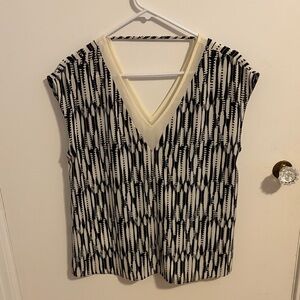 Express Black and Cream V-Neck Blouse